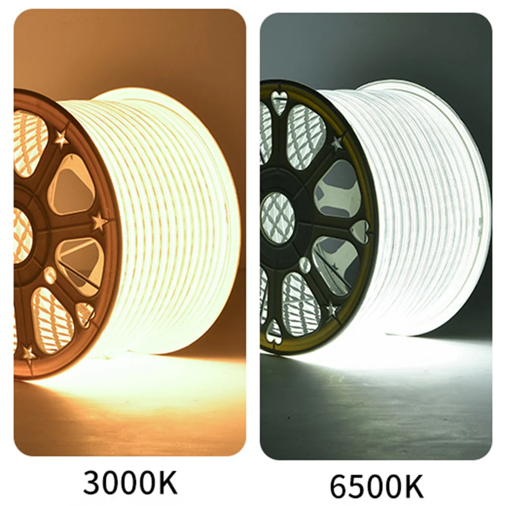 Led Strip Lights 220V High Brightness COB Led Strip IP65 Waterproof Adhesive Flexible Ribbon for Room Outdoor Garden Lighting