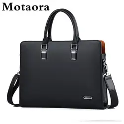 MOTAORA High Quality Leather Men Shoulder Bags Male Handbags For Macbook HP DELL 14 15.6 Inch Laptop Work Bag Business Briefcase