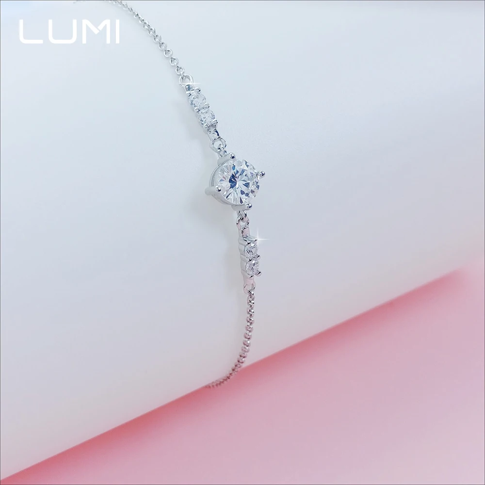 أنيقة 1cctw VVS1 مويسانيتي S925 الفضة قابل للتعديل سوار للنساء حفلة الذكرى عيد ميلاد الحاضر مجوهرات الخطوبة #2