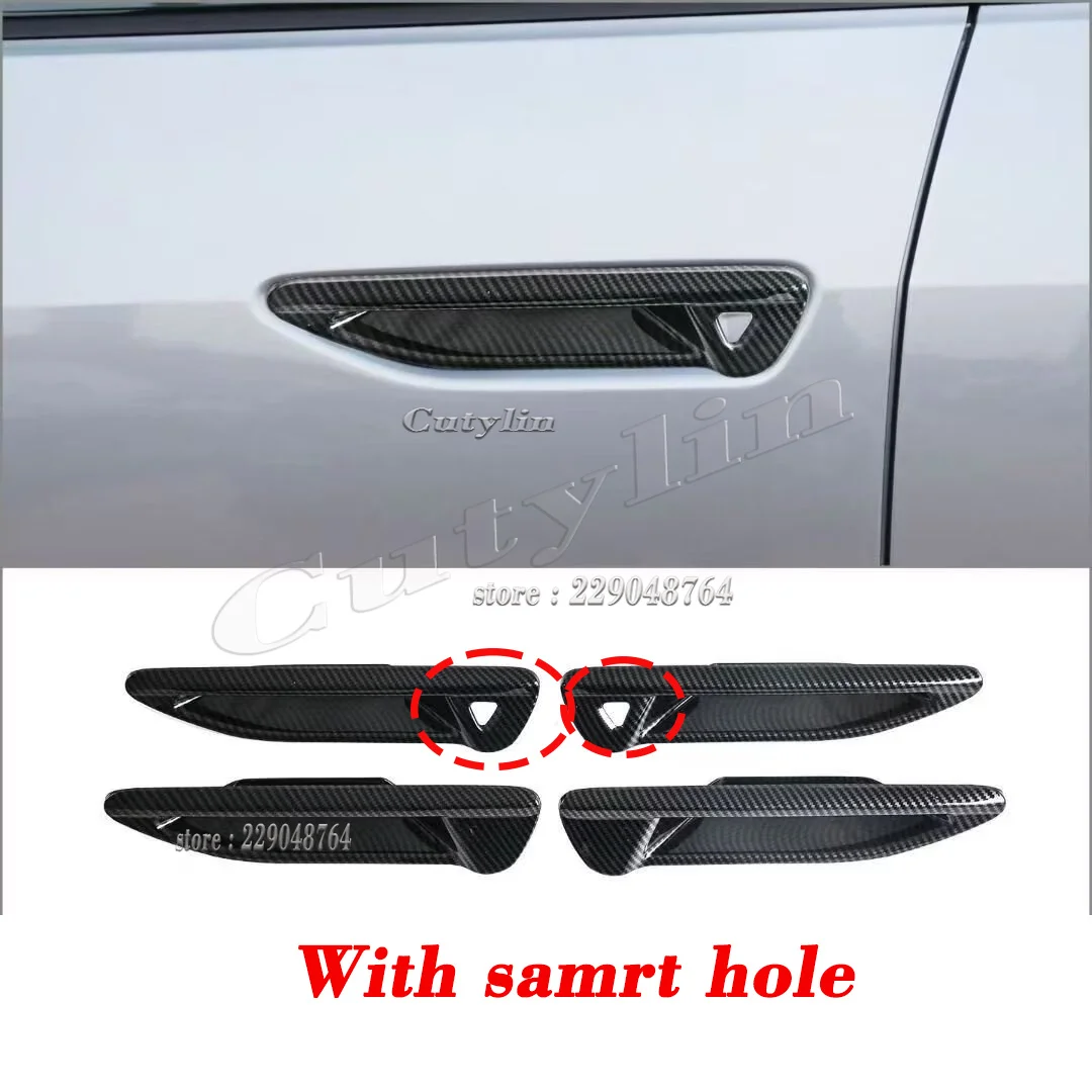For Audi A5L A6L Q5L Q6 S5 2025 2026 ABS Carbon Fiber Black Side Door Handle Cover Trim Door handle Sticker Moulding Car Styling