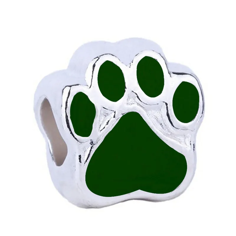 10 STKS Emaille Poot Voetafdruk Kralen Zinklegering Hond Kat Print Spacer Kralen Armband Sieraden Maken Accessoire