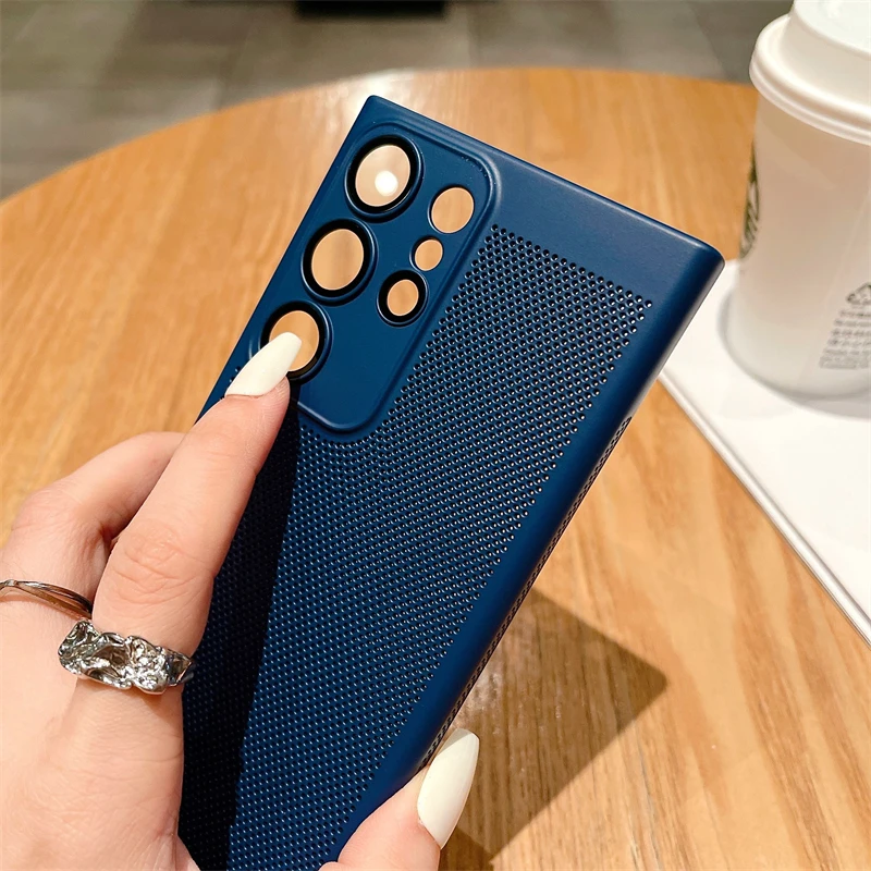 Mesh Wärmeableitung Atmungsaktive PC-Hülle für Samsung S25 S24 S23 S22 S21 Plus Note 10 20 Ultra S20FE Ultradünne, matte Hartschale – Detail 3