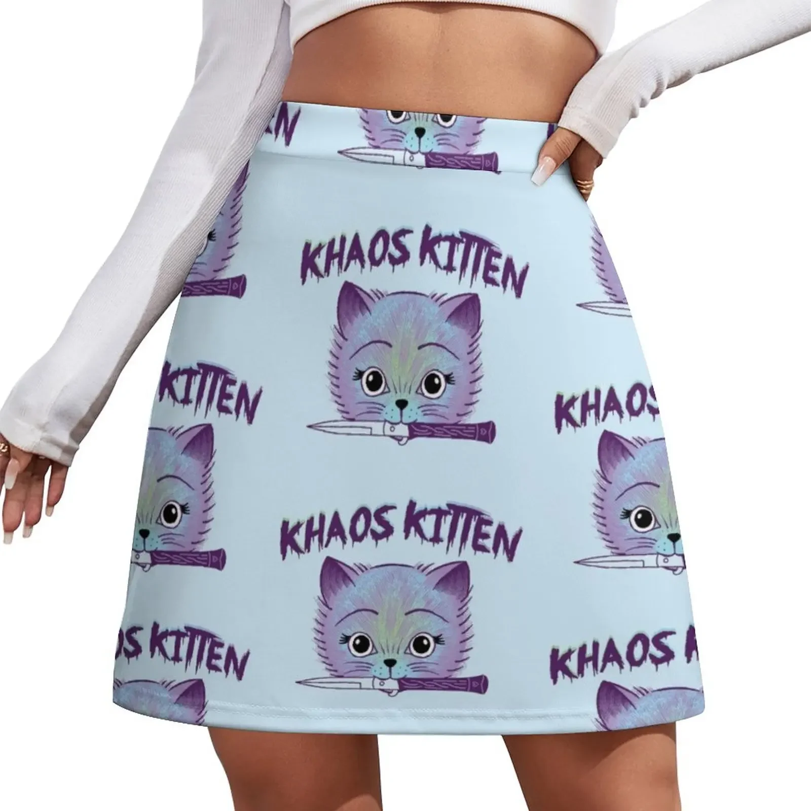 

KhaosKittenBlue Mini Skirt Woman skirts clothes for woman Mini Skirt