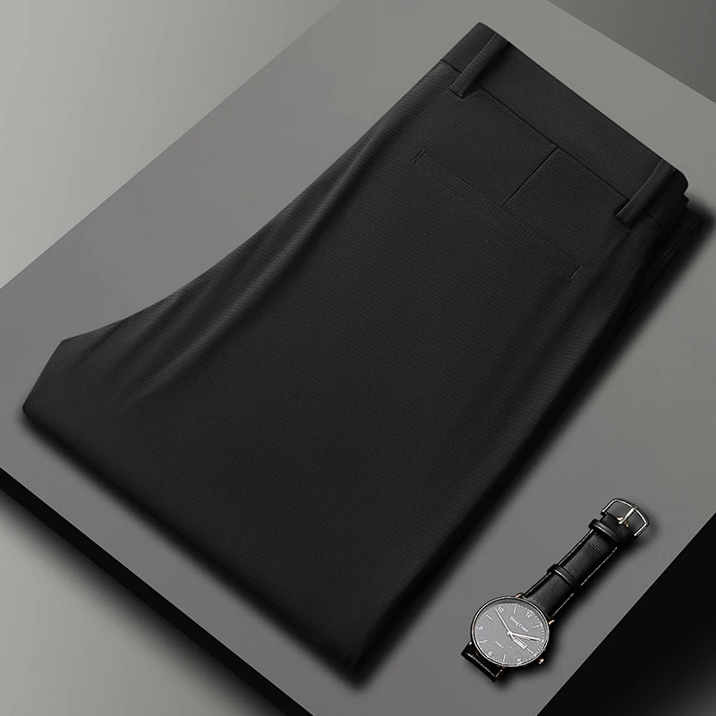 Men's Clothing Button Zipper High Waist Solid Pockets Casual Cargo Suit Formal England Style Trousers Spring Autumn Pants