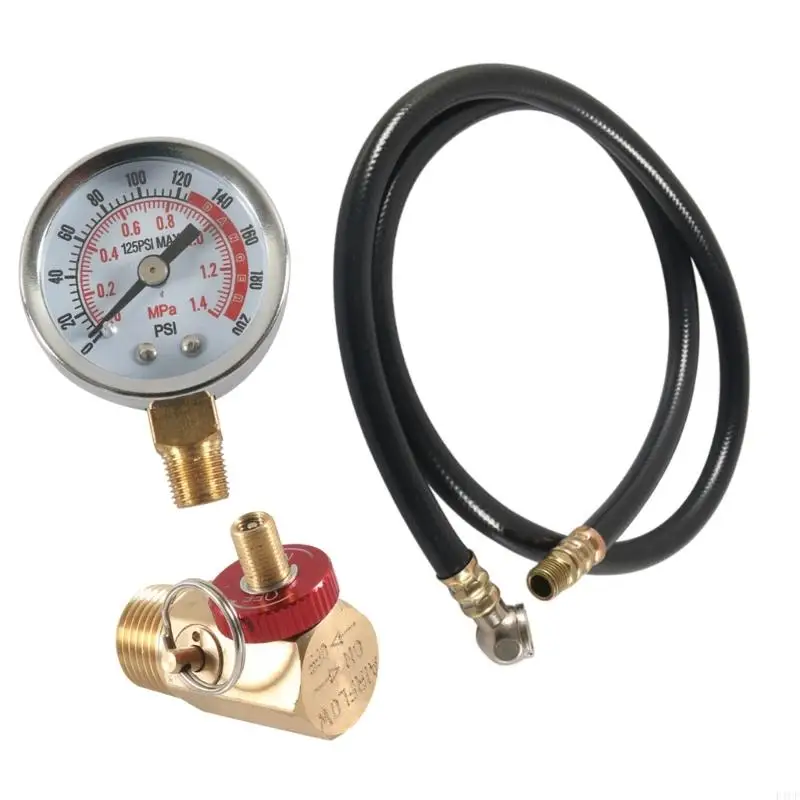 

2025 Новый промышленный воздушный бак, проверка безопасности с манометром 0-200PSI, латунные клапаны для обнаружения утечек,