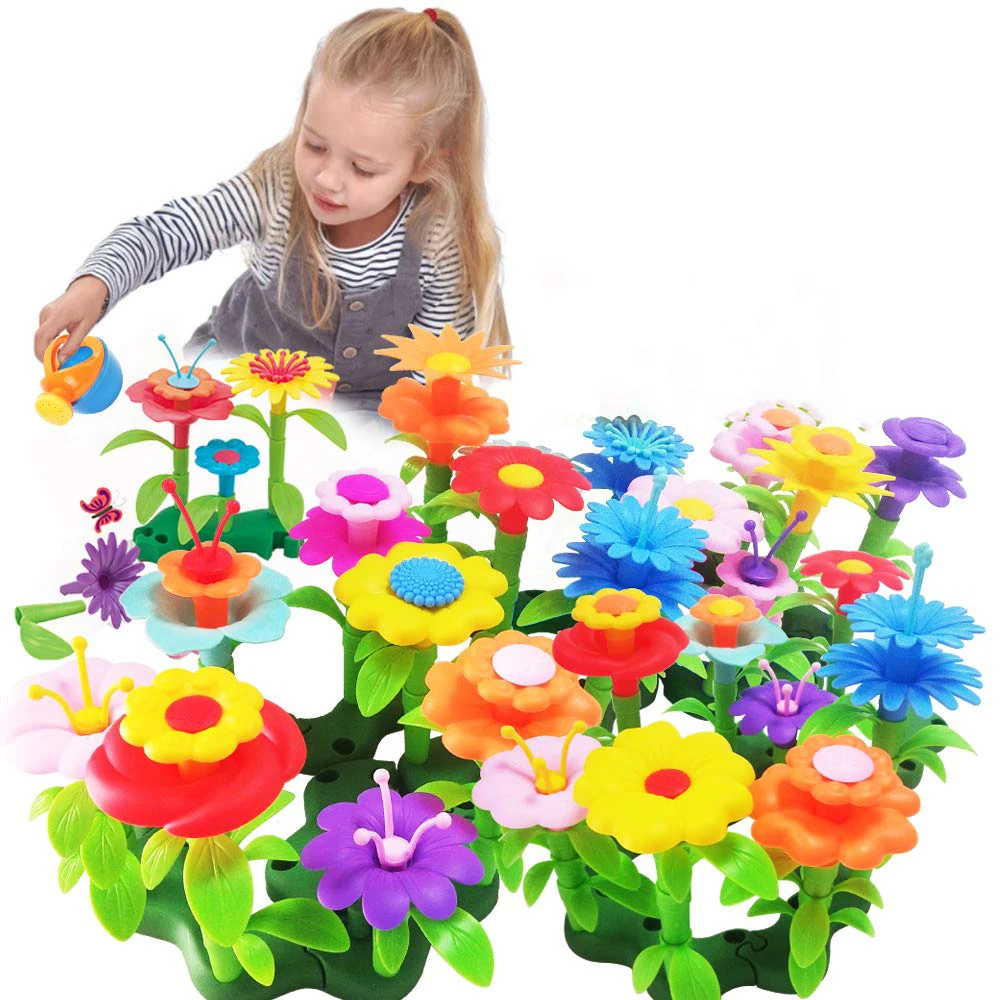 Flower Garden Building Toys For Girls Gardening Pretend Gift For Kids Stacking Game Toddlers Playset Educational Activity