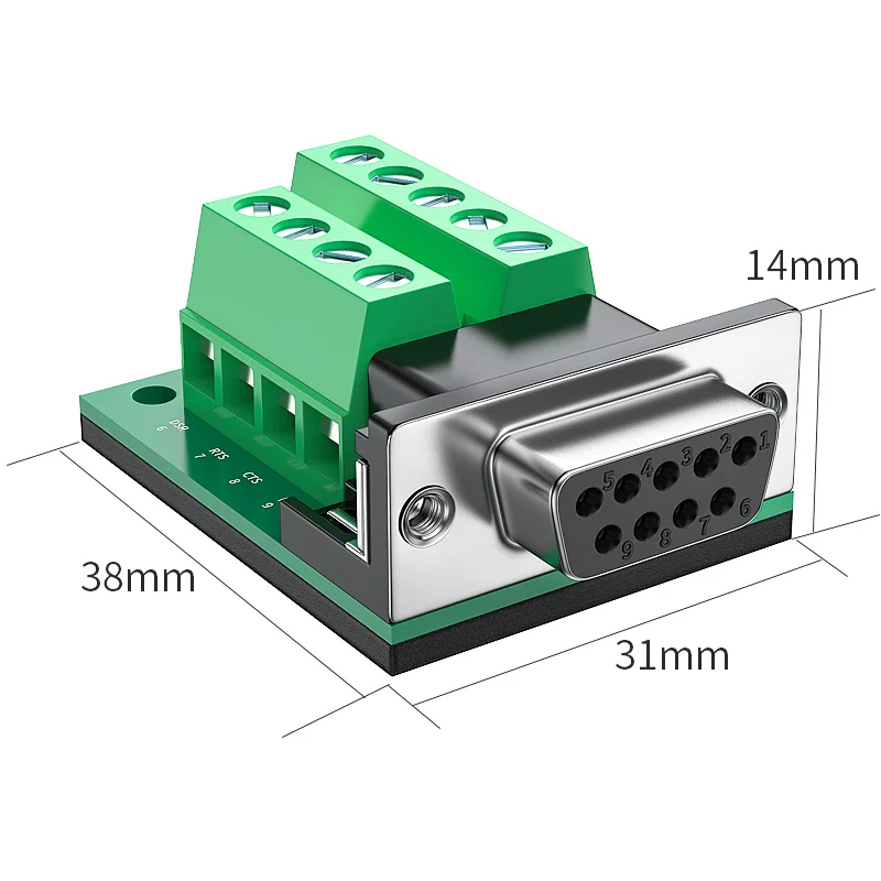 DB9 Solderless Male and Female RS232 Plug 9-pin 9-hole Serial Port 485 Adapter Terminal Adapter Board