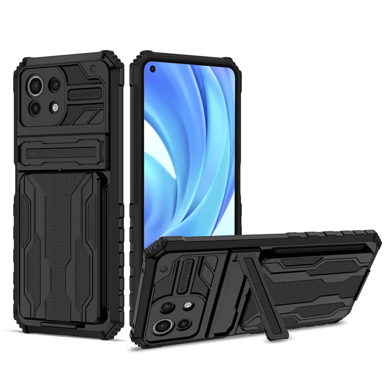 For Xiaomi Mi 11 Lite Case Shockproof Armor Phone Cases For Xiomi Mi11 Xiaomi11 Lite Ne 5g Mi 11Lite Light Card Slot Stand Cover