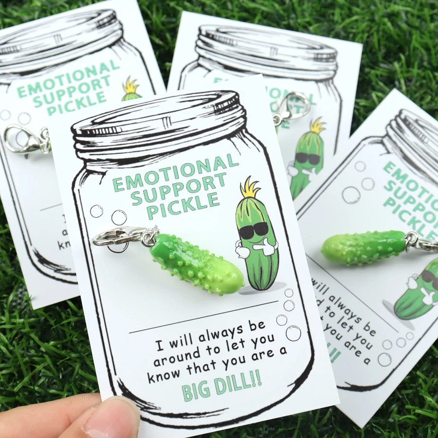 1 ud./2 uds./5 uds. Llavero de resina "Pickle de soporte emocional", novedad tarjeta de bolsillo de pepino, regalo divertido para cumpleaños, despedidas de soltero,