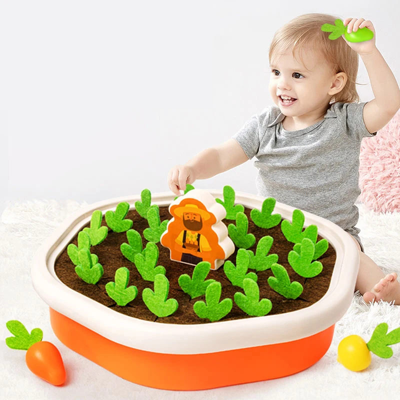 Baby Montessori Toys for Toddler Toys Educational Colorful Shape Toy Pull Carrot Set Counting Discouvery Toys for Kids Learning
