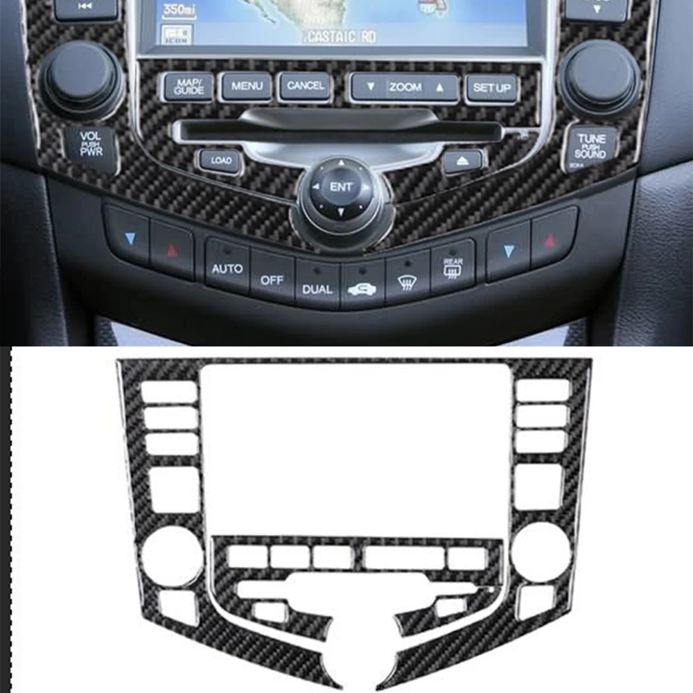 

Центральная Мультимедийная панель для Honda Accord 2003-2007, декоративная крышка, отделочная наклейка, аксессуары для интерьера автомобиля, углеродное волокно