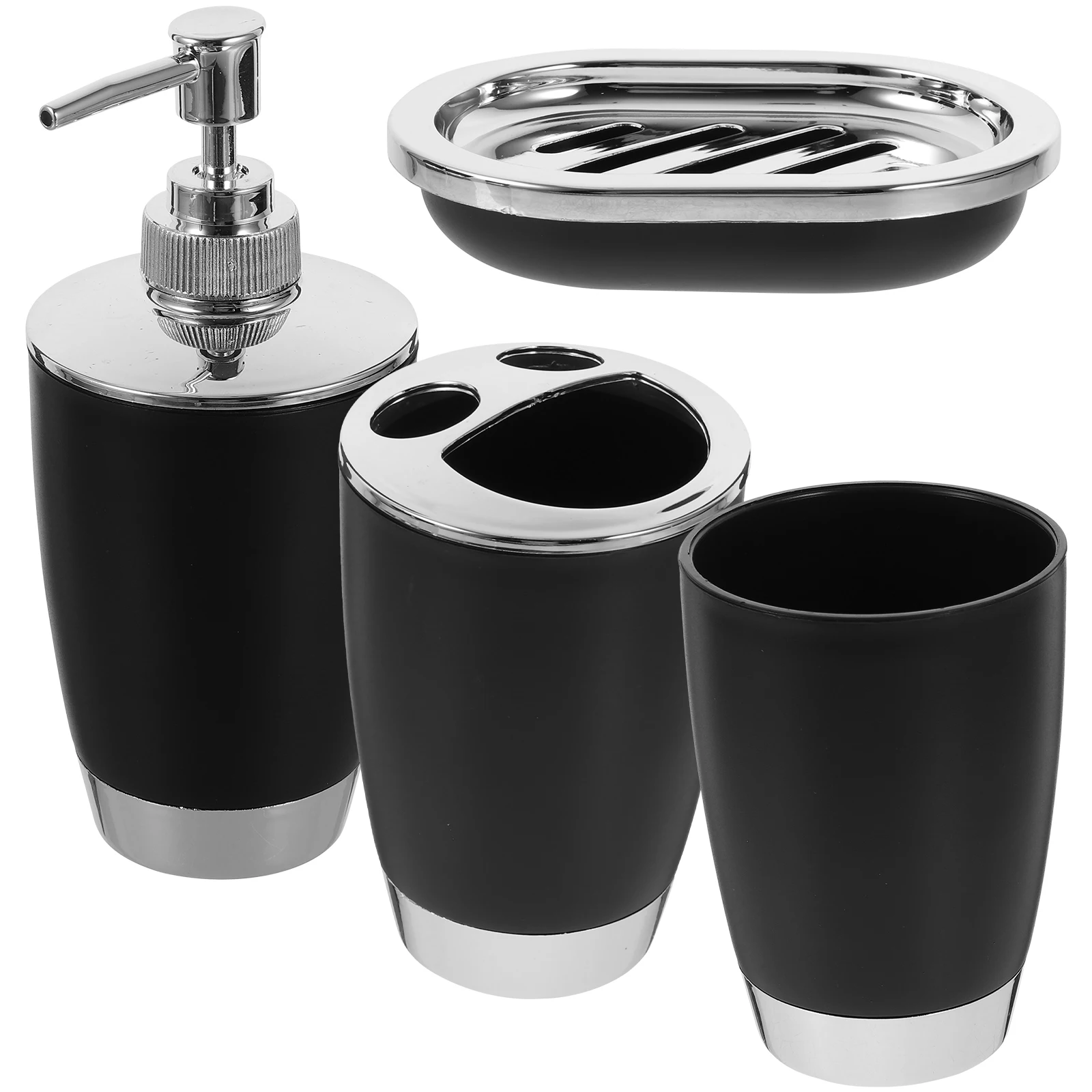 

4 Pcs Bathroom Accessories Set Toothbrush Cup Soap Holder Lotion Bottle Eco Friendly Stylish Easy Clean Home Organizing