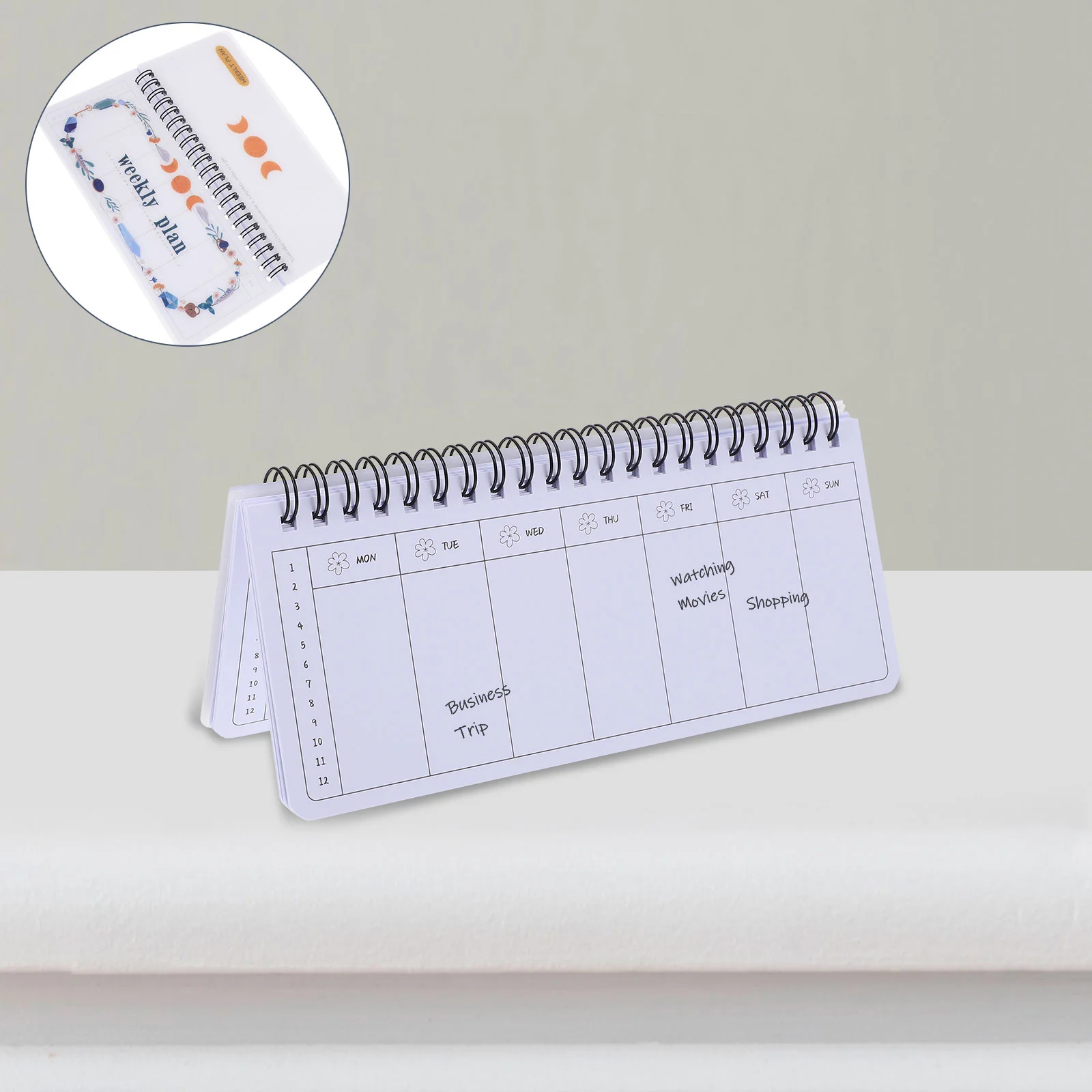 

Tearable Weekly Planner Portable Coil Flip-Up Notepad (Garland Planner) Compact Notebooks for Work Paper Spiral