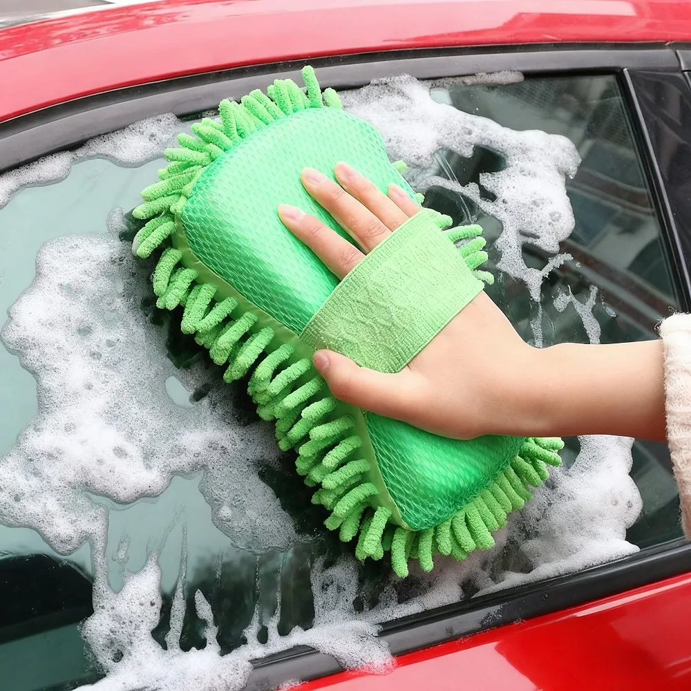 Car Cleaning Sponge Block Chenille Coral Fleece High Absorbent Lint-Free Wash Brush for Auto Detailing Bathroom Kitchen Supplies