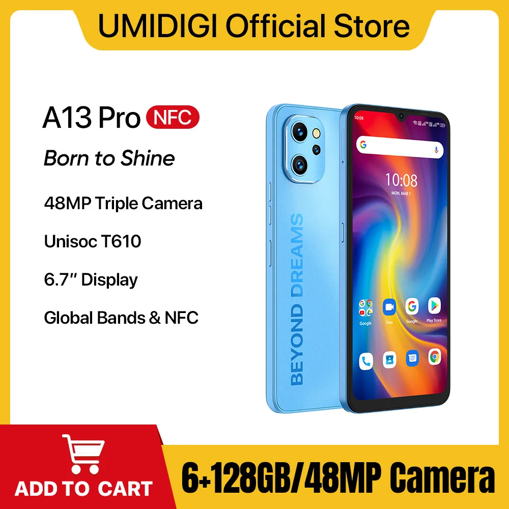 UMIDIGI A13 Pro Android Smartphone NFC 48MP AI potrójna kamera 6GB 128GB 6.7 "pełny wyświetlacz 5150mAh wersja globalna telefon komórkowy