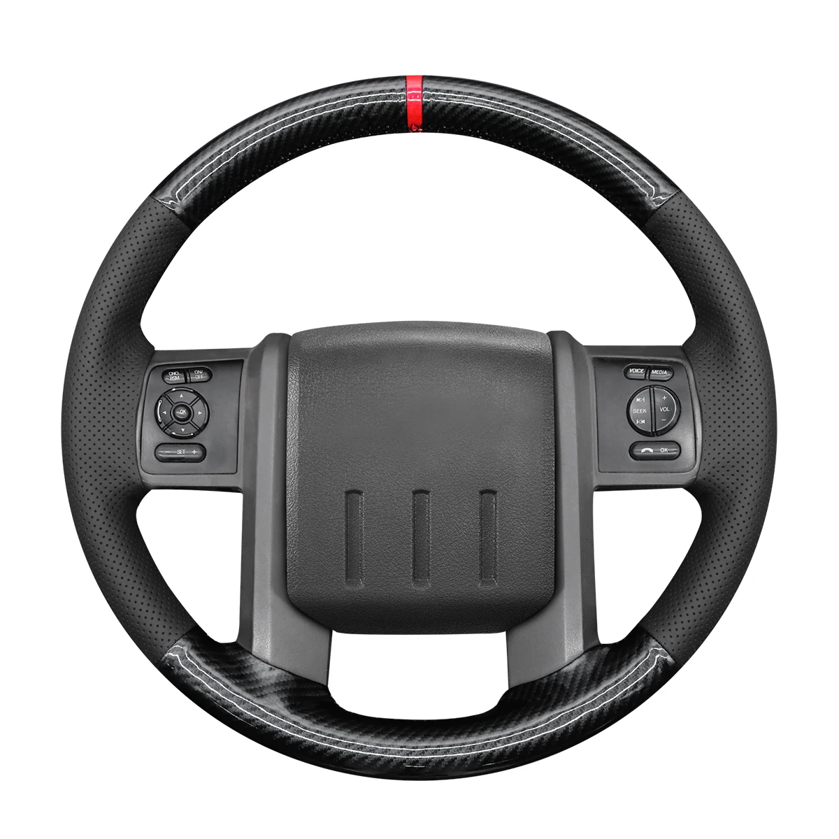 

Bioeon PU Carbon Fiber Black Leather Car Steering Wheel Covers for Ford F-250 F-350 2008-2016 Expedition 2007-2014
