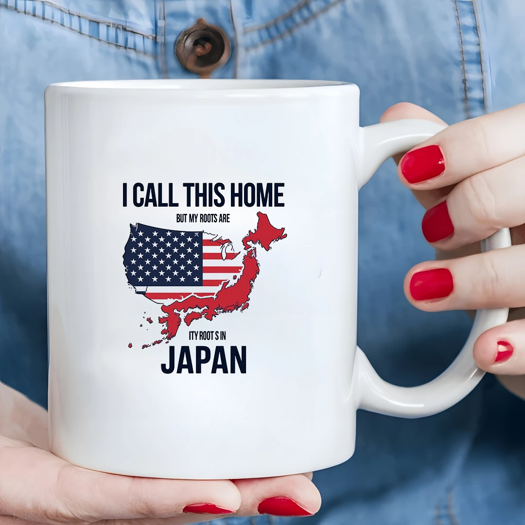 كوب خريطة الولايات المتحدة واليابان سعة 11 أونصة + كوب منزلي مزدوج المواطنة هدية عيد الميلاد كوب تذكار للسفر #1