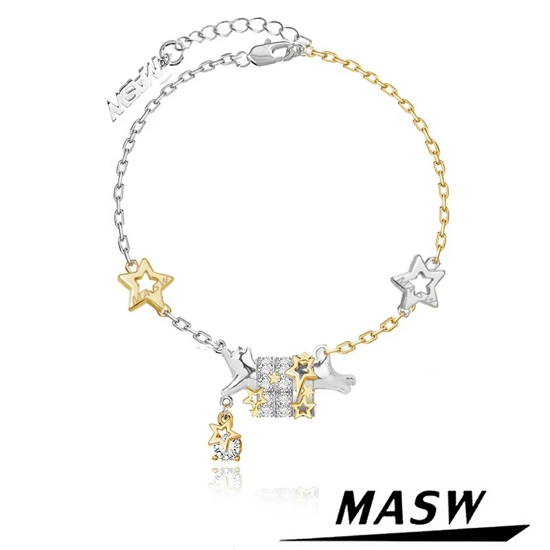 

MASW Original Design Cute Jewelry Cat-shaped Stars Bracelet For Women Party Gifts Hot Selling 2025 Trend New Accessories