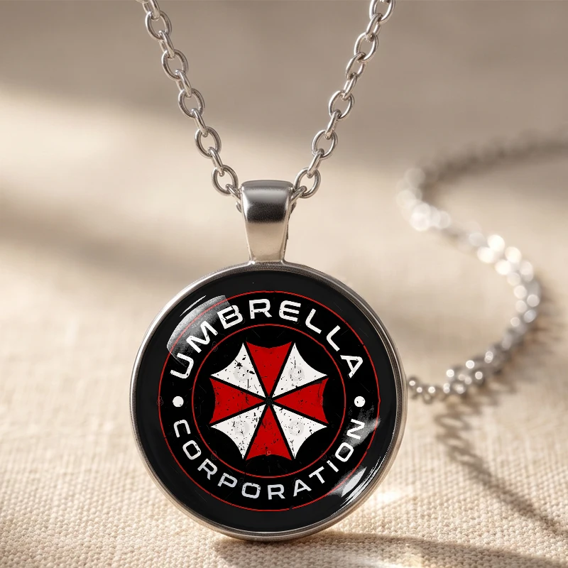 Resident Evil Umbrella Corporation Pendant Necklace Vintage Metal Neck Chain Game Theme Cosplay Accessories Gifts for Men Women