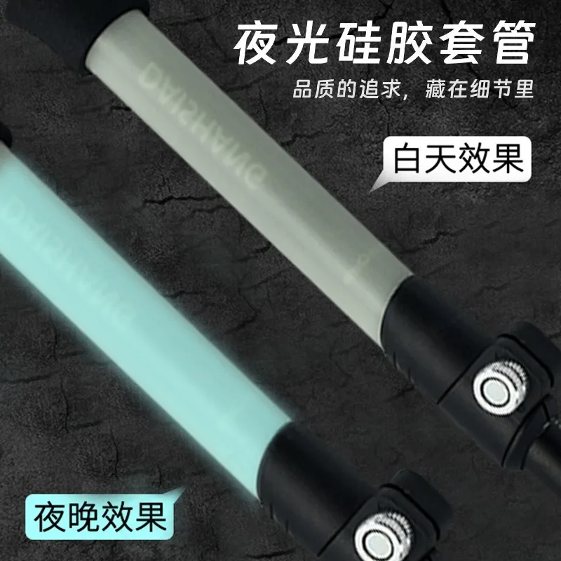 Foldable Retractable Aluminum Hiking Stick, Silicone Glowing Night Walking Pole for Outdoor Climbing Camping