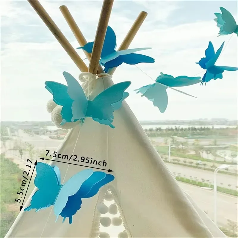 1 Set Schmetterling Papierblumen 3D Dreidimensionale Farbverlauf-Schmetterlinge aus Papierband für Geburtstagspartydekoration – Detail 2