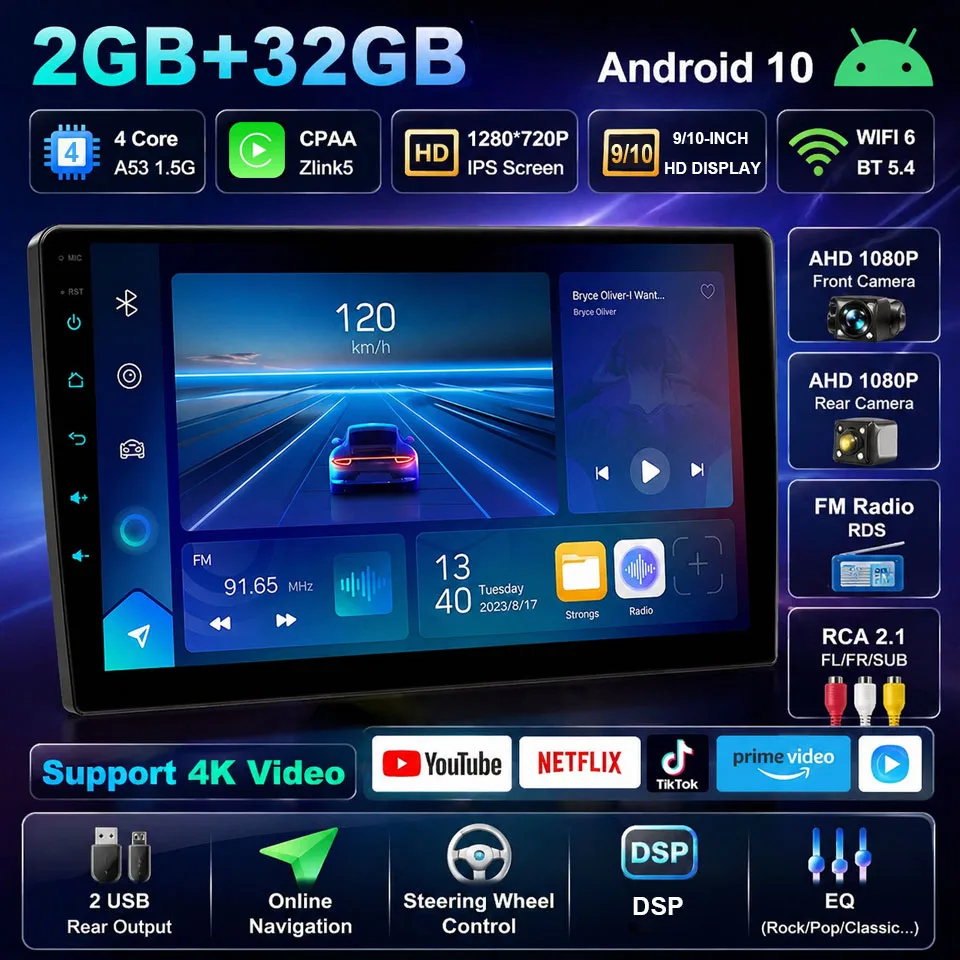 

XFY For Volkswagen Nissan Hyundai Kia Toyota 9/10 inch 1280*720 Car Multimedia Video Player Universal Stereo Radio GPS NEW 2026
