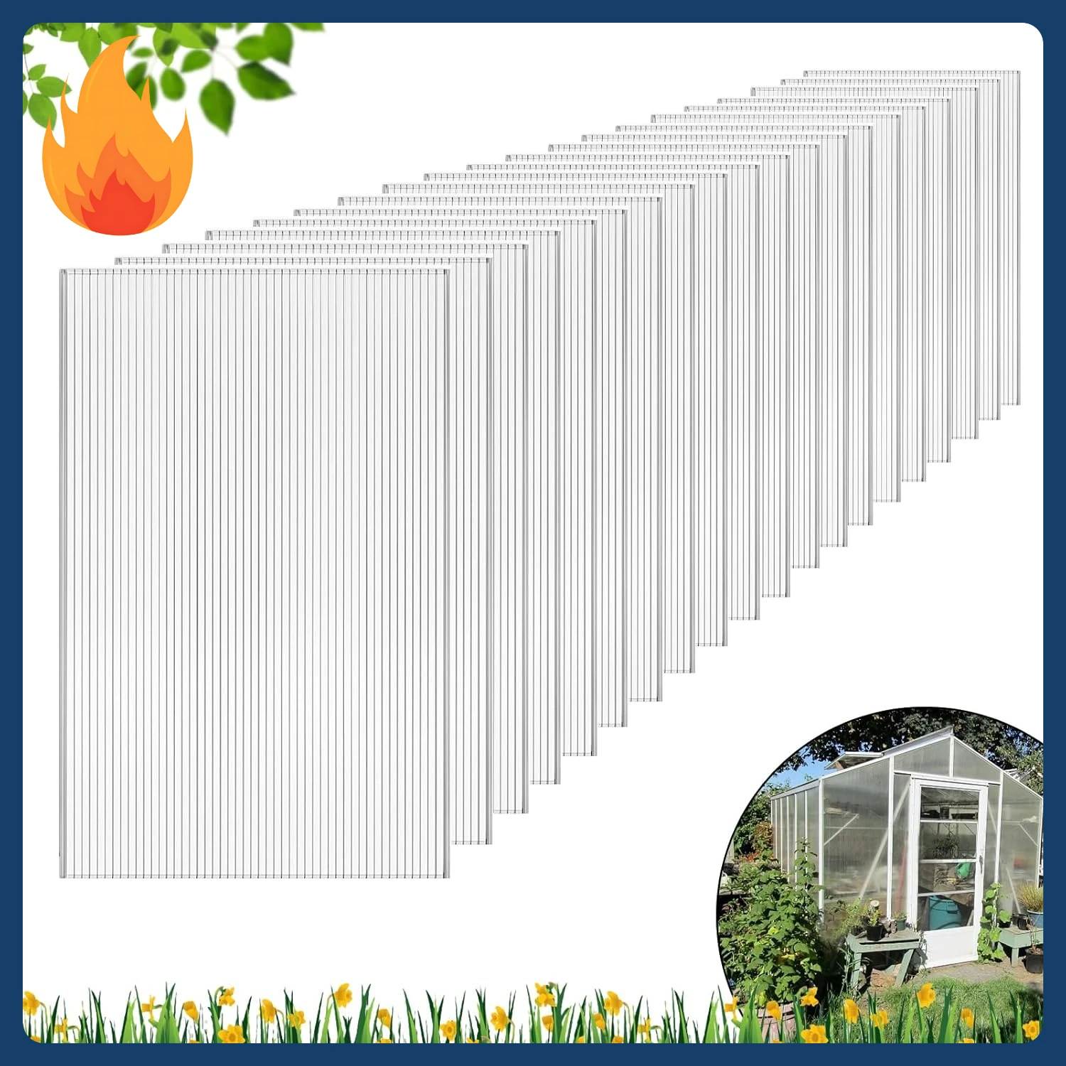 

[New Arrival!]24 Pcs Polycarbonate Greenhouse Panels, 4' x 2' x 0.16'' Twin-Wall Panels, Sheet for All Weather Outdoor Garden an