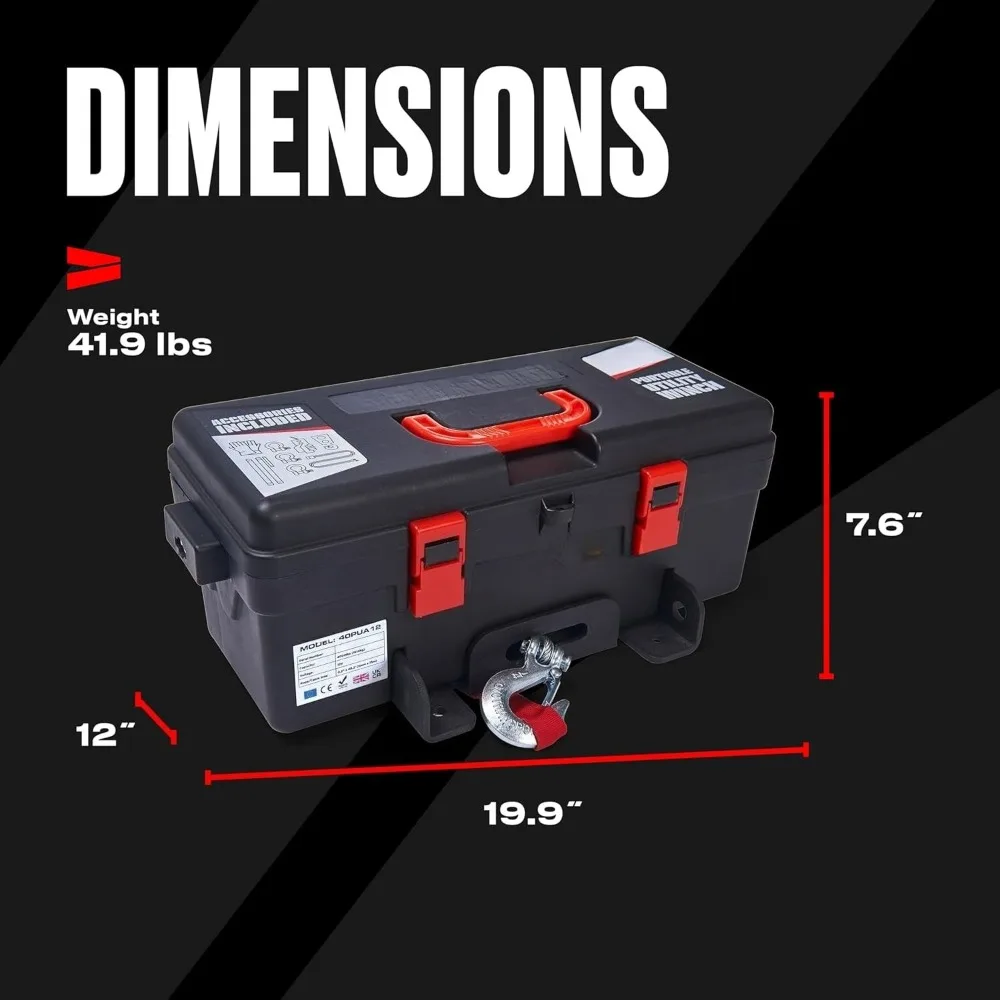 Portable 12v Electric Winch 4,000lbs - ATV/UTV Winch with Synthetic Rope, Easy to Carry, No Installation – Ideal for Truck