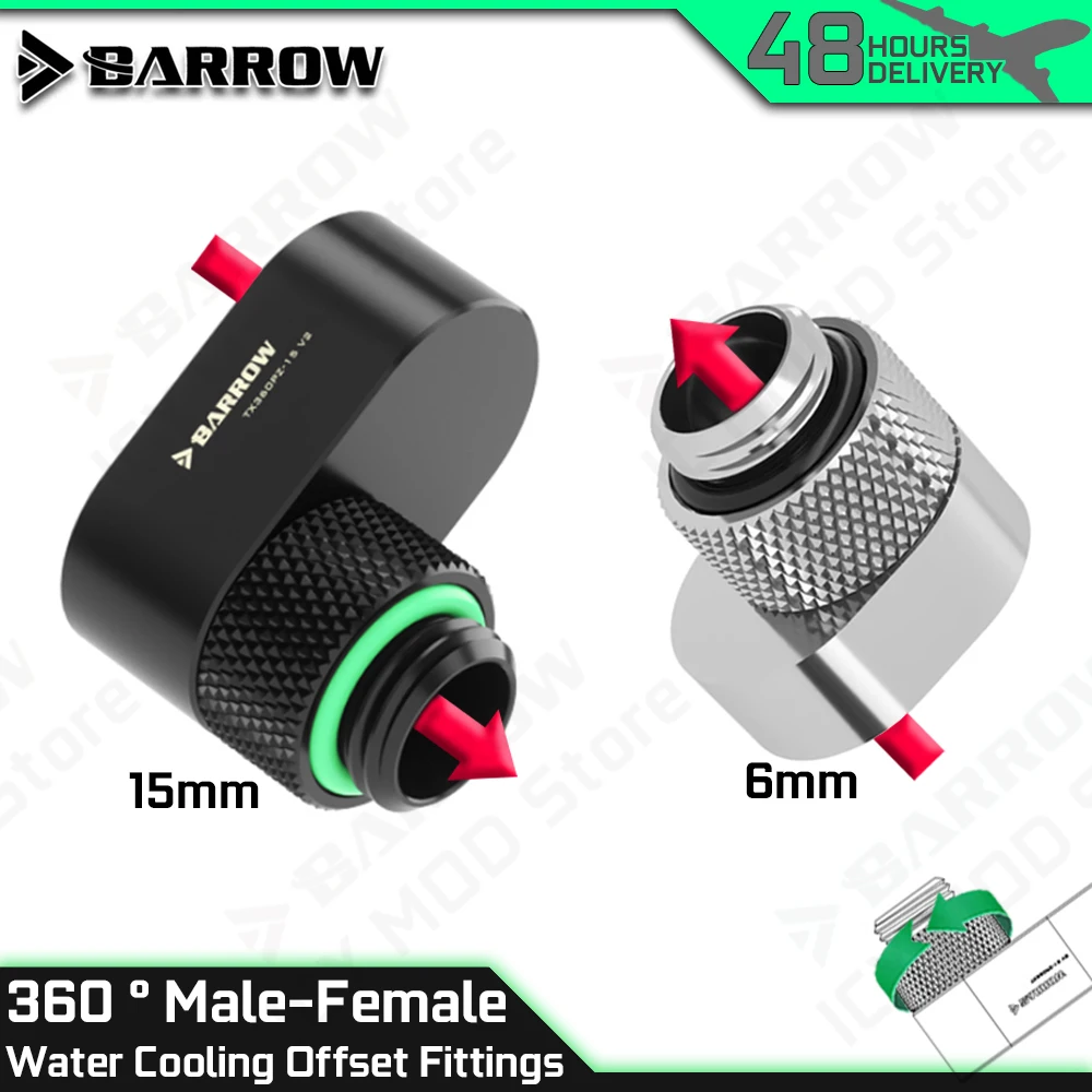Offset Fitting 6mm 15mm Male Female 360 ° Rotary G1/4 Thread Barrow PC Case Liquid Cooling MOD Connector TX360PZ-15 V2/TX360PZ-P