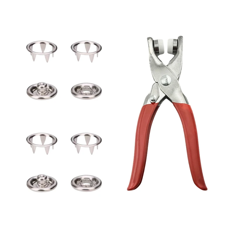 1Set Buckle Snap Fasteners Kit Tool Metal Snap Buttons Pliers For Installing Button Hand Pressure Tool Clothing Sewing Accesso