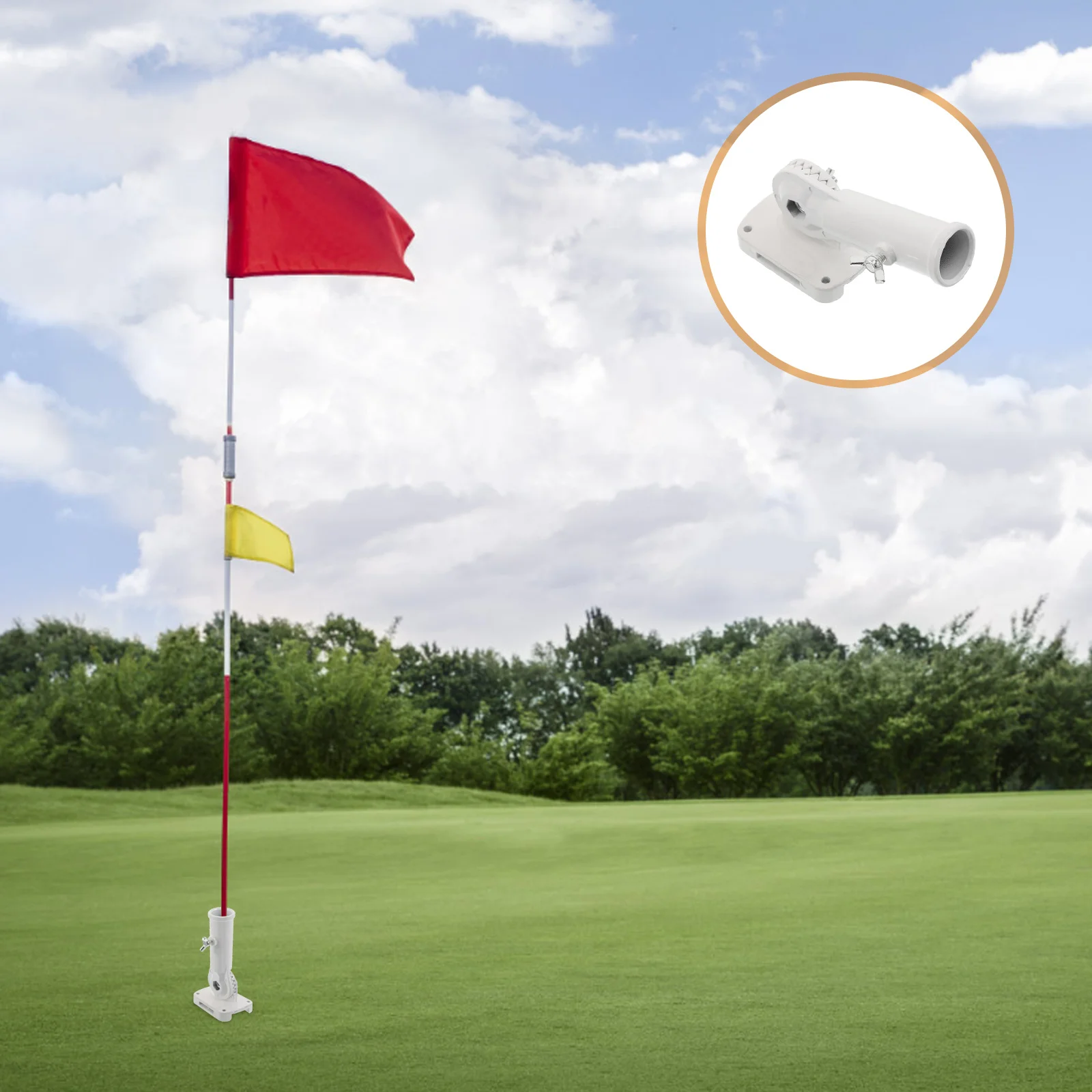 

Aluminium Alloy Flag Pole Bracket Adjustable Outdoor Flagpole Mount Base For Garden Commercial Display Flag Holder Stand