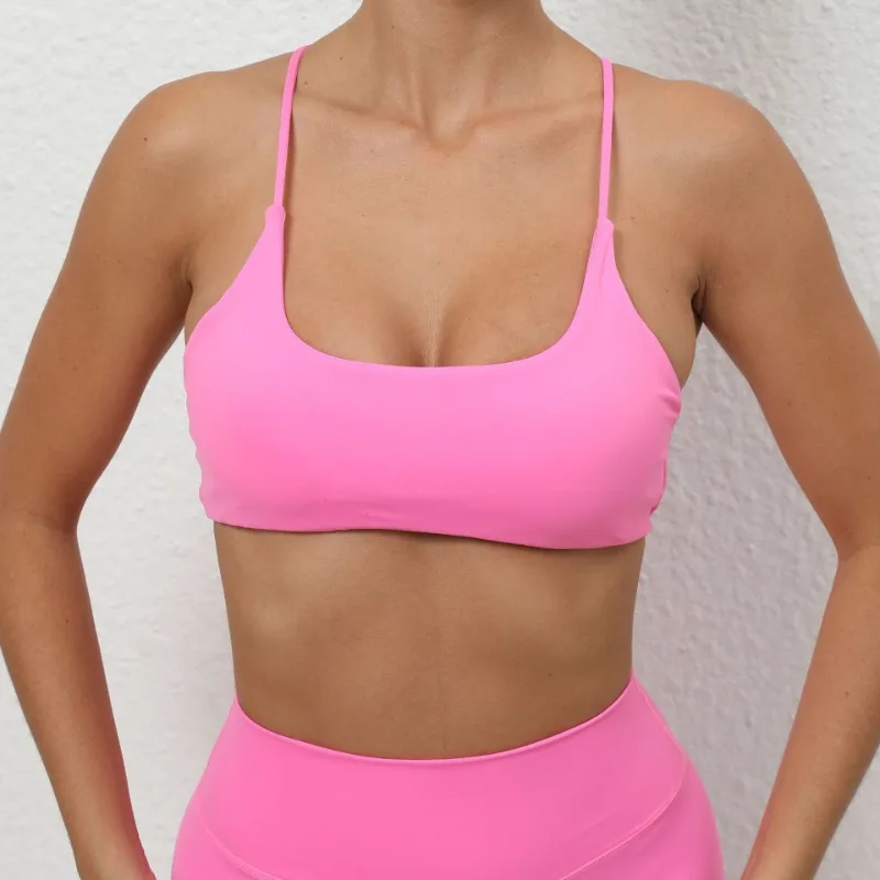 

Women Yoga Sports Bra Solid Color Suspender Vest V Back Gym Running Workout Fitness Comfortable Breathable Activewear 2025 New