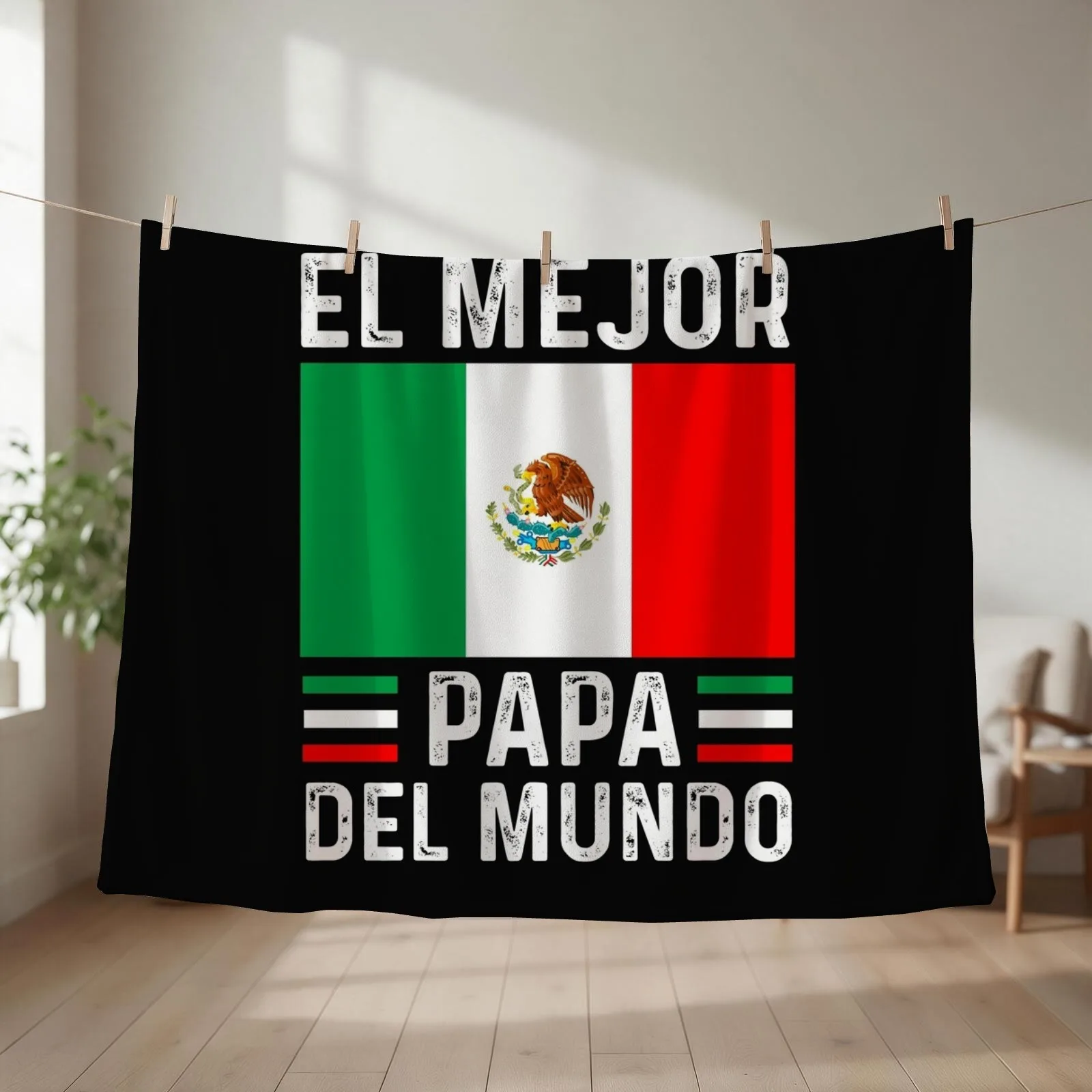 El Mejor Papa Del Mundo Funny Mexican Father Gift Flag graphic Throw Blanket Furrys Bed covers Designers Hairy Blankets