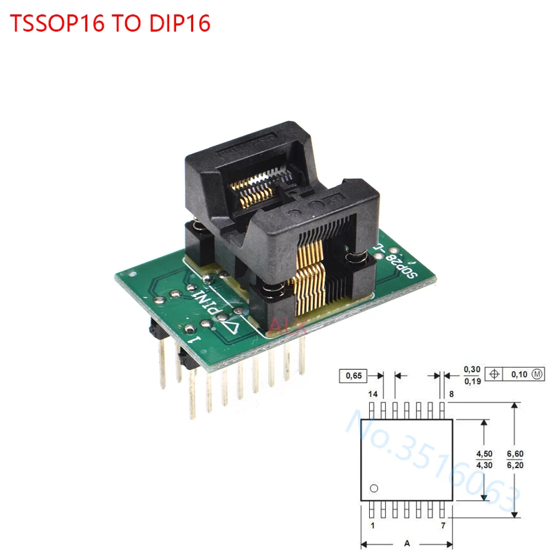 1PCS SSOP16 TSSOP16 TO DIP16 programmer adapter socket TSSOP TO DIP CONVERTER test chip IC FOR 0.65MM PITCH