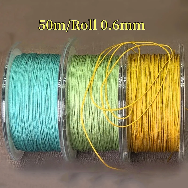 

New 50M/Roll 0.6mm Nylon Cord Thread Chinese Knot Macrame Cord Bracelet Braided String DIY Tassels Beading Shamballa Thread