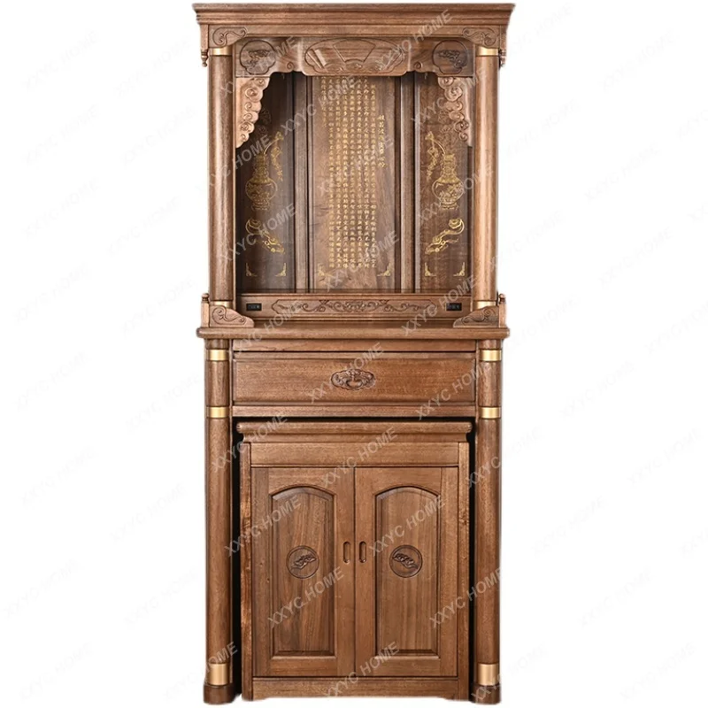 Wood New Chinese Style Clothes Closet Modern Light Luxury Small Altar Altar Cabinet Home God of Wealth Cabinet Buddha Cabinet