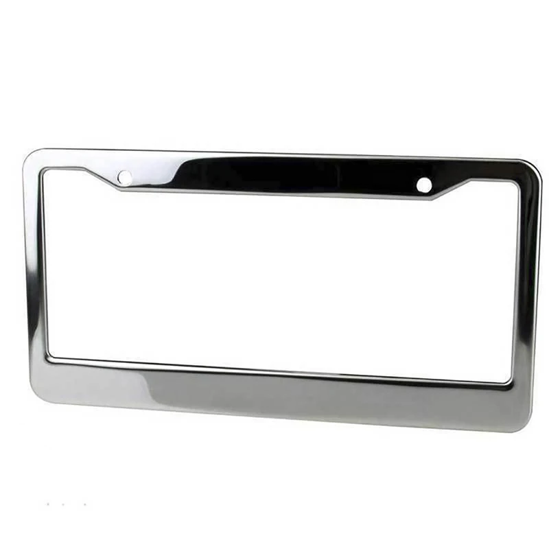 1Pc Steel Silver Metal Chrome Stainless Universal License Plate Frame Car License Plate Frame Label Cover Screw Cap