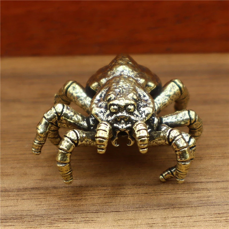 Brass Spider Trick Toy Insect Statue Sculpture for Home Decor & Car Ornaments Unicorn Beetle Bug Design