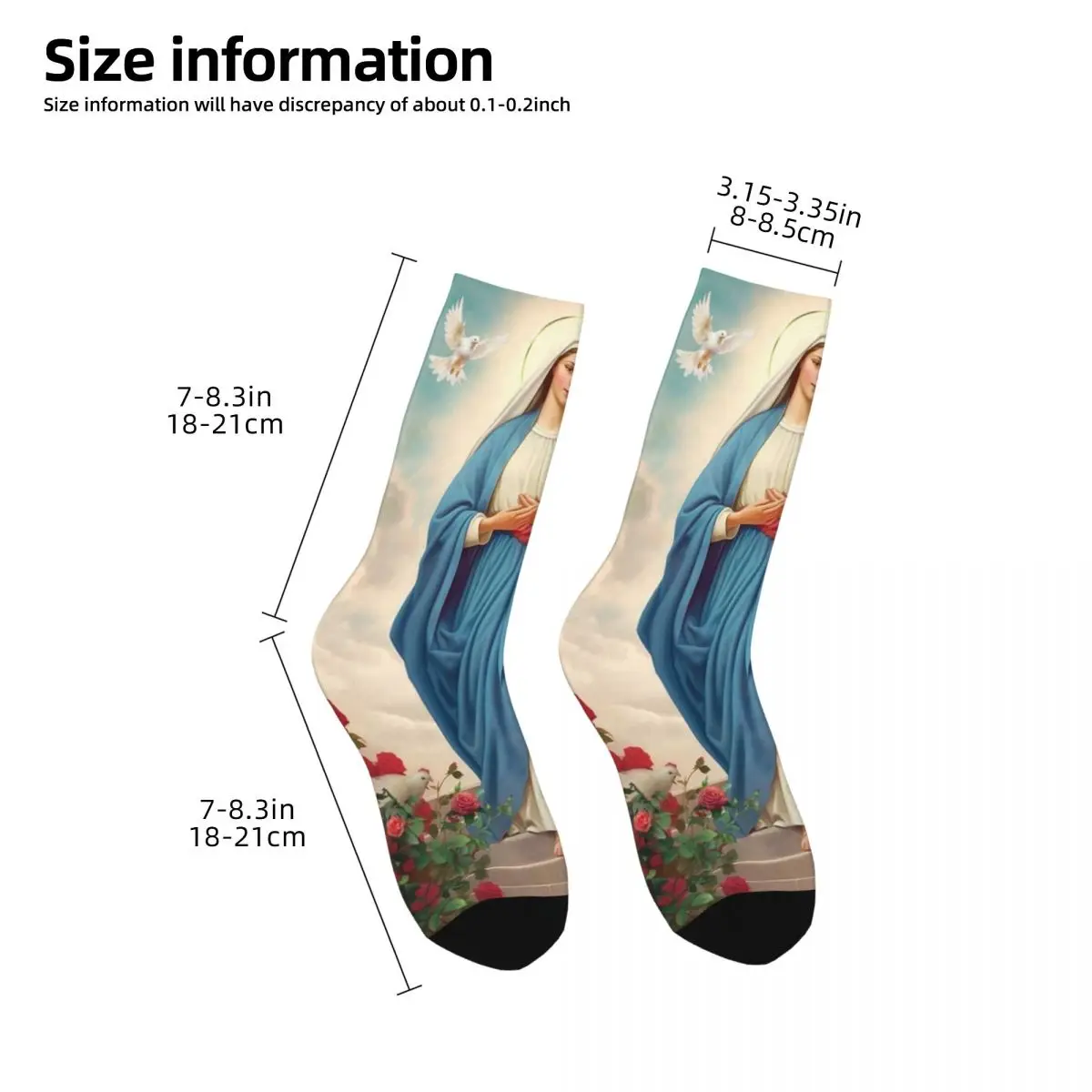 Chaussettes d'équipage imprimées sur le thème de la Bible et du christianisme, absorbant la sueur, douce, mère de Jésus, catholique, toutes saisons, cool, merch