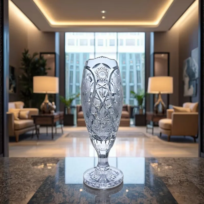 Handmade Luxury Crystal Vase - Art Deco Wedding Center, Floral Carving Home Decor, Elegant Hotel Table Display