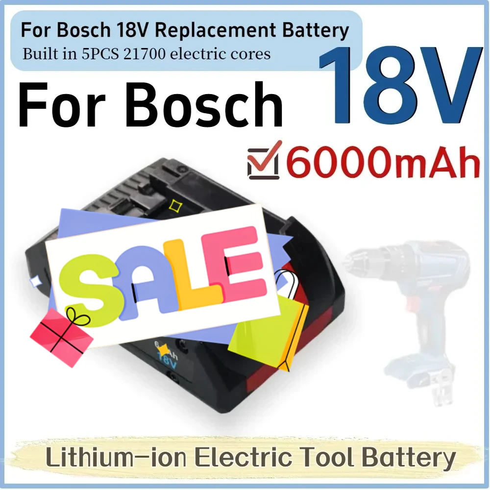 

For Bosch 21700 18V 6.0AH Li-ion Rechargeable Battery Suitable for Cordless Electric Tools BAT609 BAT618 GBA18V80 Replacement