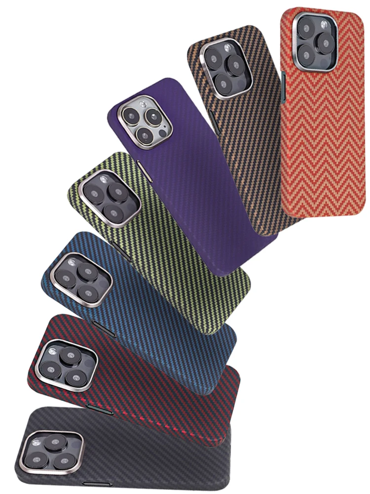 YTF Etui z prawdziwego włókna węglowego aramidowego, ultracienkie, ochronne, do iPhone 12 Pro Max / 13 Pro / 14 Pro Max / 15 Pro Max / 16 Pro Max — zdjęcie produktu 7