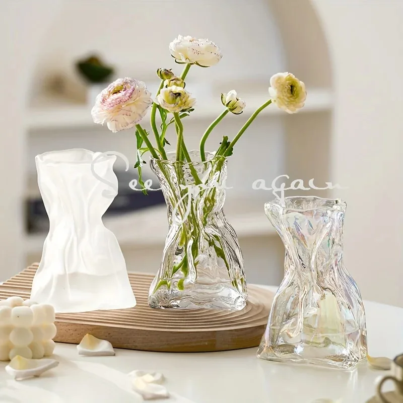 

Vase Transparent Glass Crystal European Style Ins Style Flowers Water Rose Table Decoration Living Room Flower Arrangement