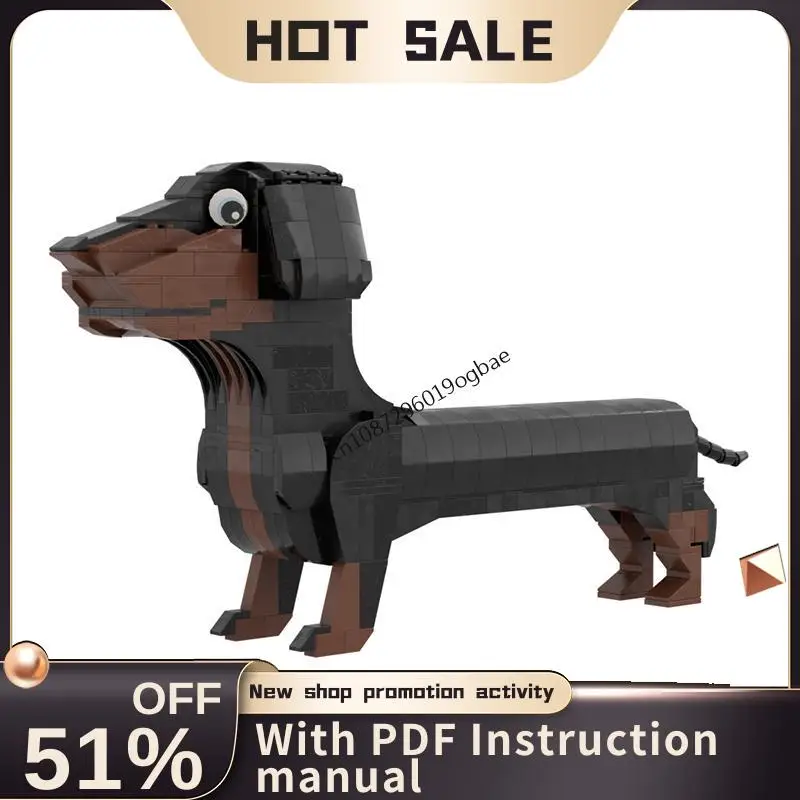 

New 690Pcs Hot Selling Pet Series Moc Dachshund Dog Model Diy Creative Ideas Kids Toys Birthday Christmas Gifts Building Blocks
