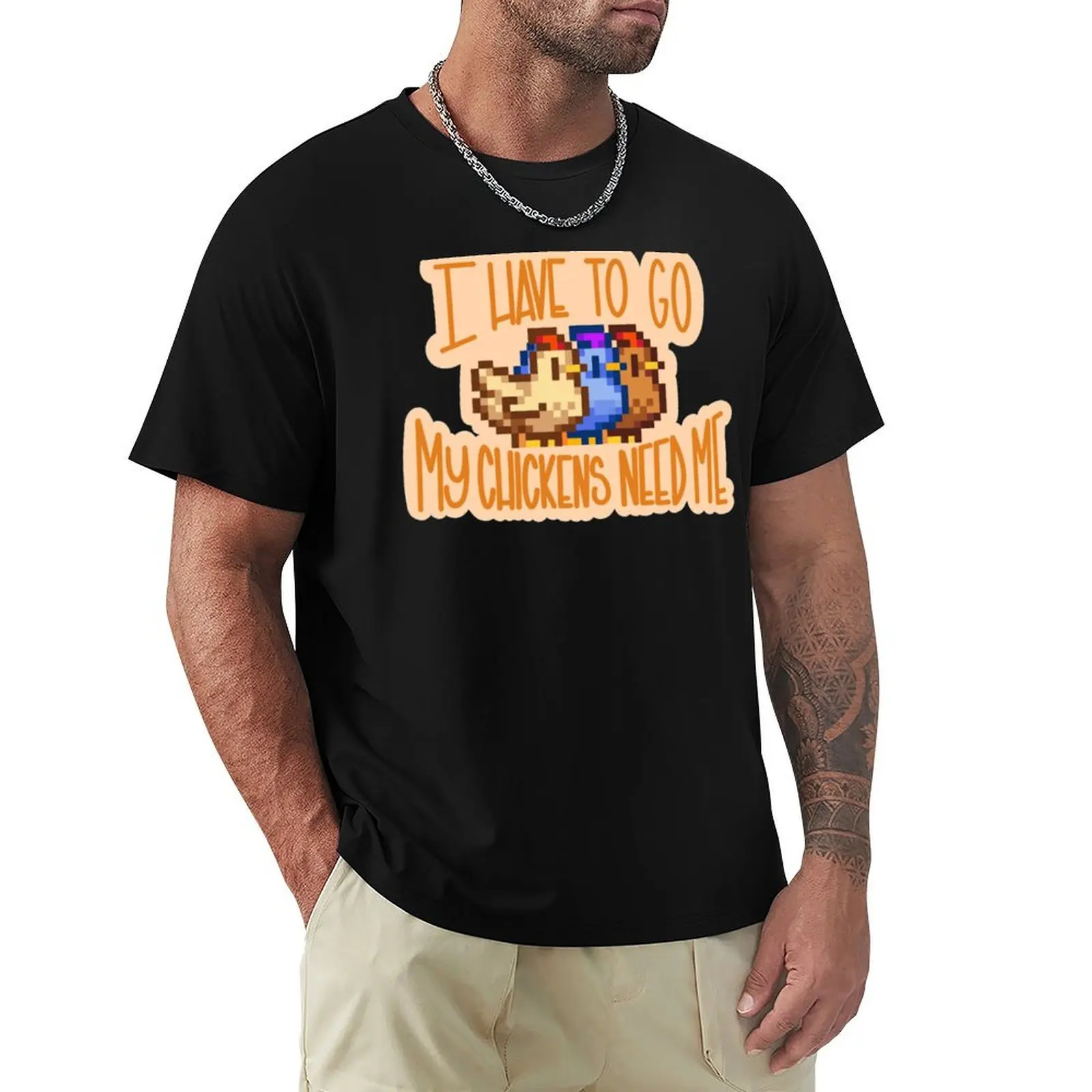 Stardew Valley chickens T-Shirt Basic Plain Short Sleeve Crew Neck Tee