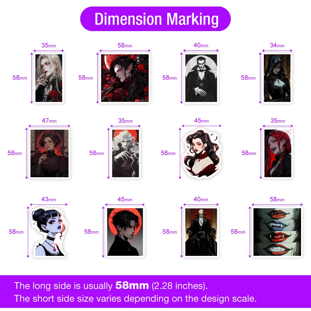 Aesthetic Vampire Stickers DIY Toys Gift for Scrapbook Junk Journals Laptop Phone Luggage Bottles Guitars Decorative Waterproof