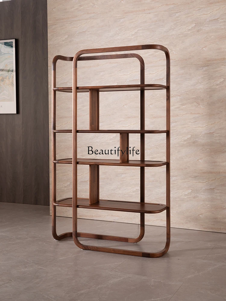 

Nordic solid wood bookshelf floor-to-ceiling North American black walnut bookcase home living room storage display Bogu shelf