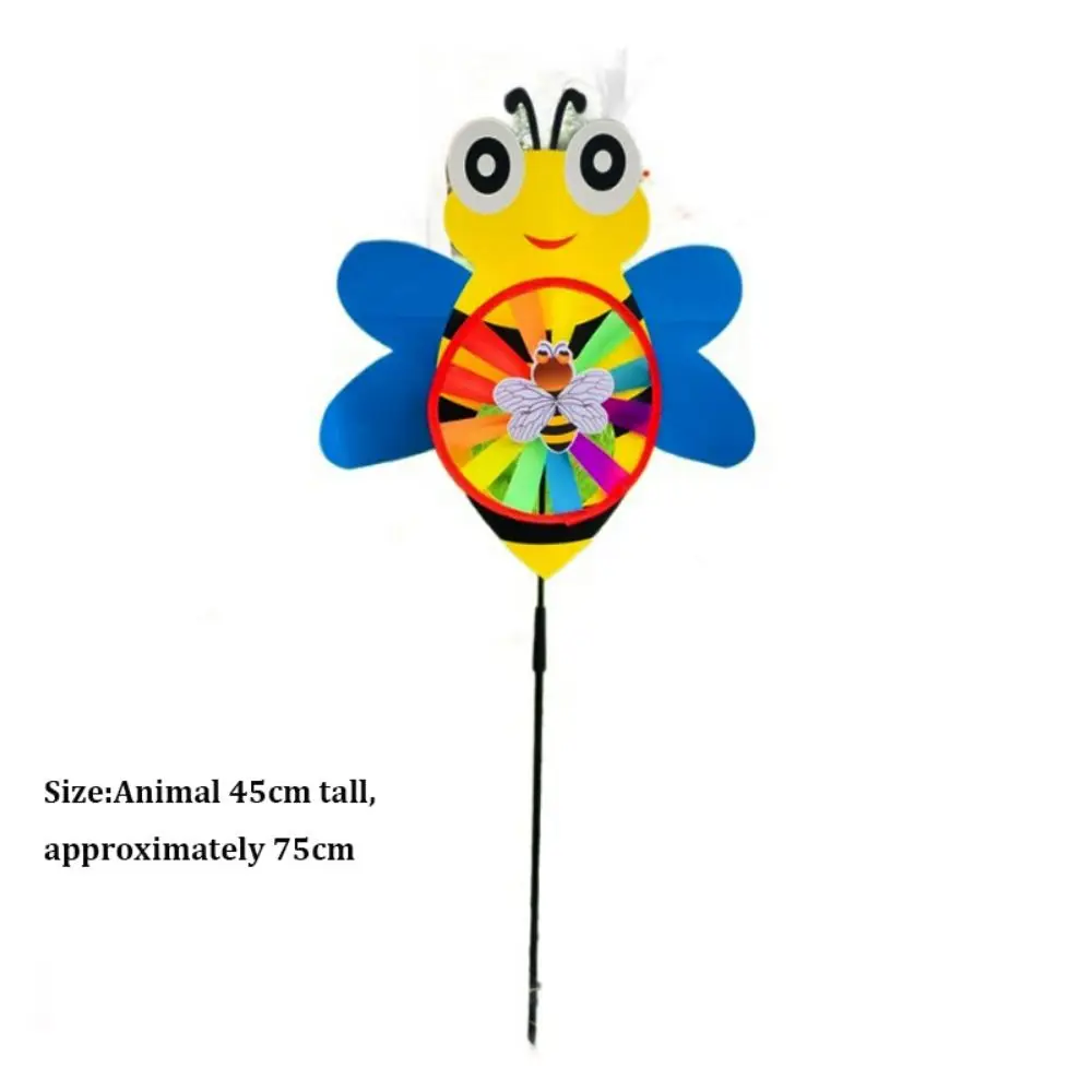 Molino de viento con tallo de cristal de mariposa sellado multiestilos, escarabajo de dibujos animados, pato amarillo, molino de viento colorido de PVC, diámetro de 45cm, colorido