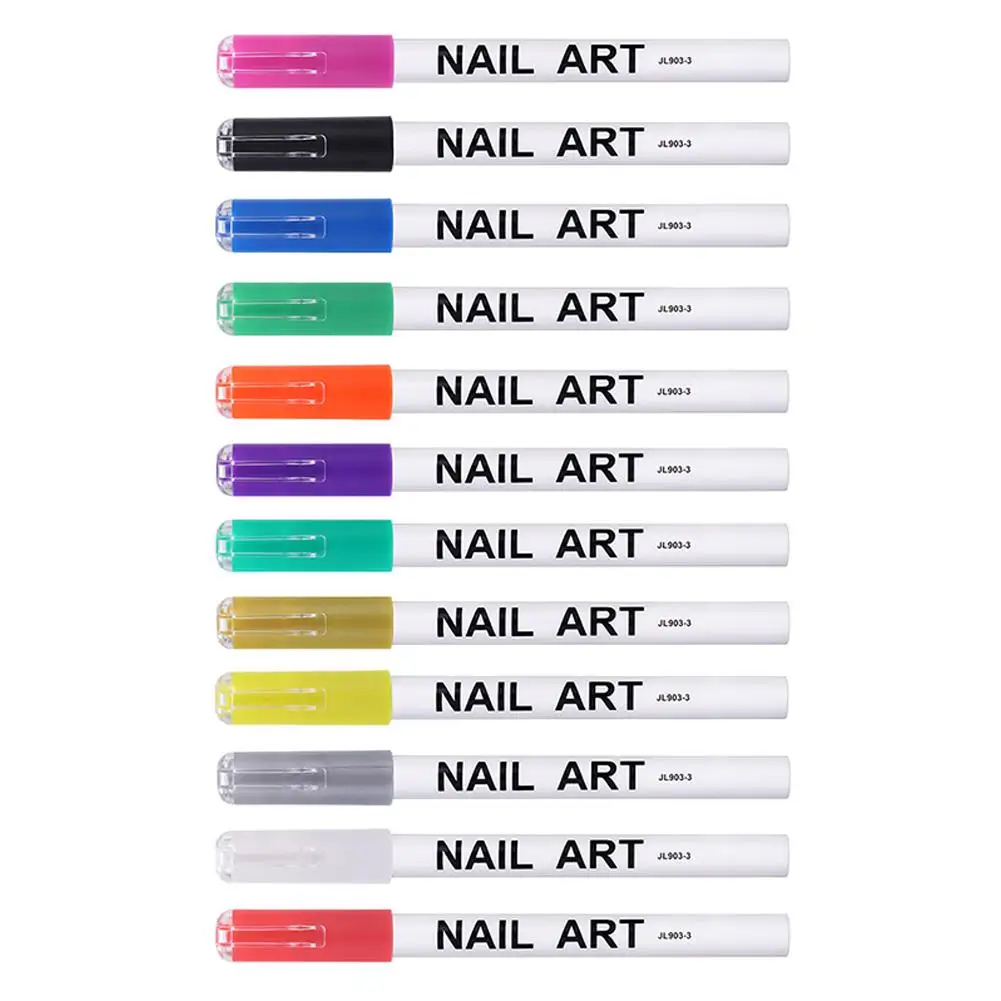 12 Colors Nail Art Graffiti Pen Acrylic Flower Wave Nail Stripe Drawing Painting Lines Diy Pen Graffiti Tools Gel Abstract J8u4