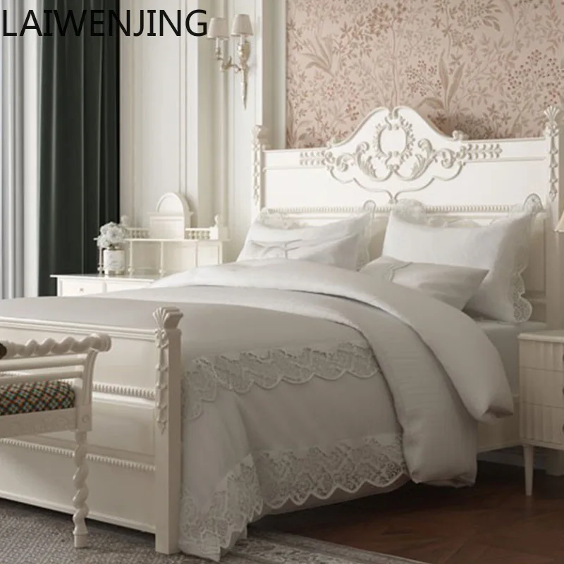 

SGF French retro furniture solid wood double carved master bedroom double bed
